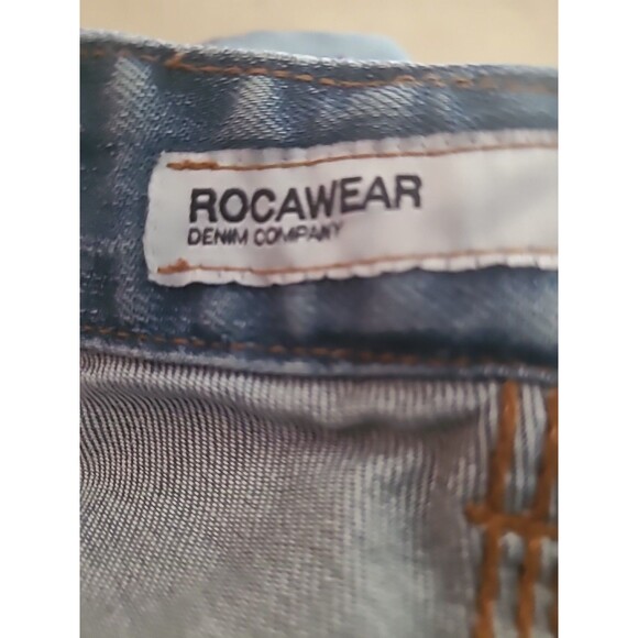 VTG Rocawear Jeans Mens 36x31.5 Blue Baggy Distressed Skater Faded Pipe Hip Hop - Picture 14 of 16